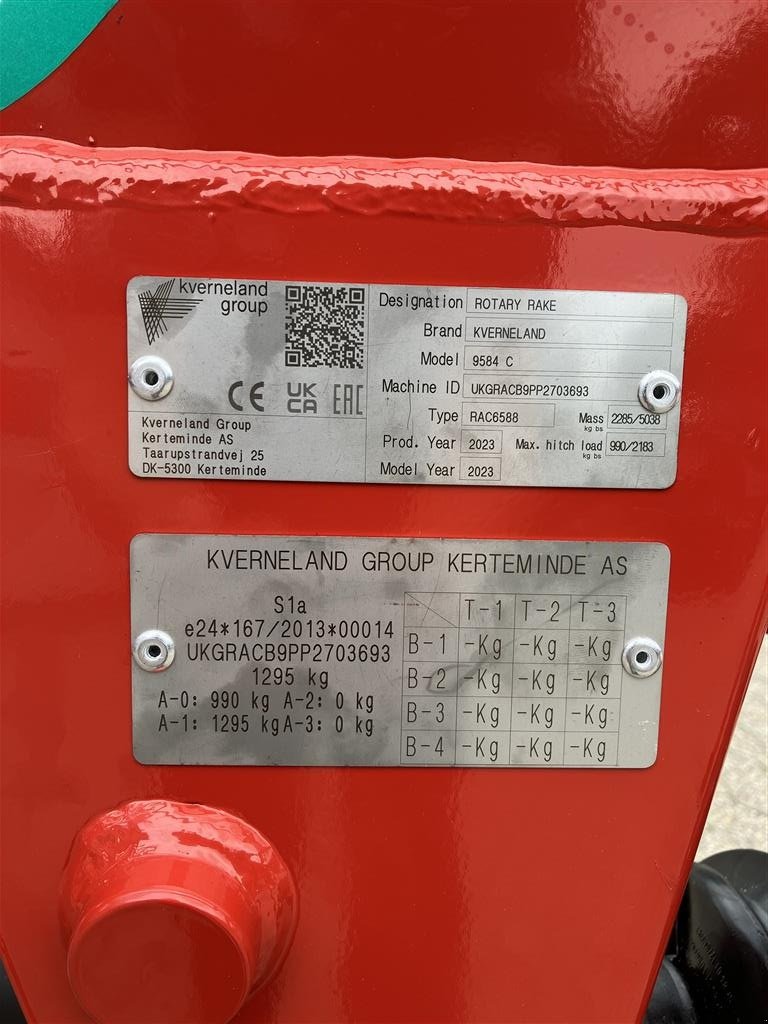 Schwader Türe ait Kverneland KV9584C, Bugseret rotorrive., Gebrauchtmaschine içinde Hurup Thy (resim 14)