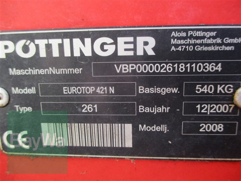 Schwader tip Pöttinger Eurotop 421 N, Gebrauchtmaschine in Schönau b.Tuntenhausen (Poză 7)