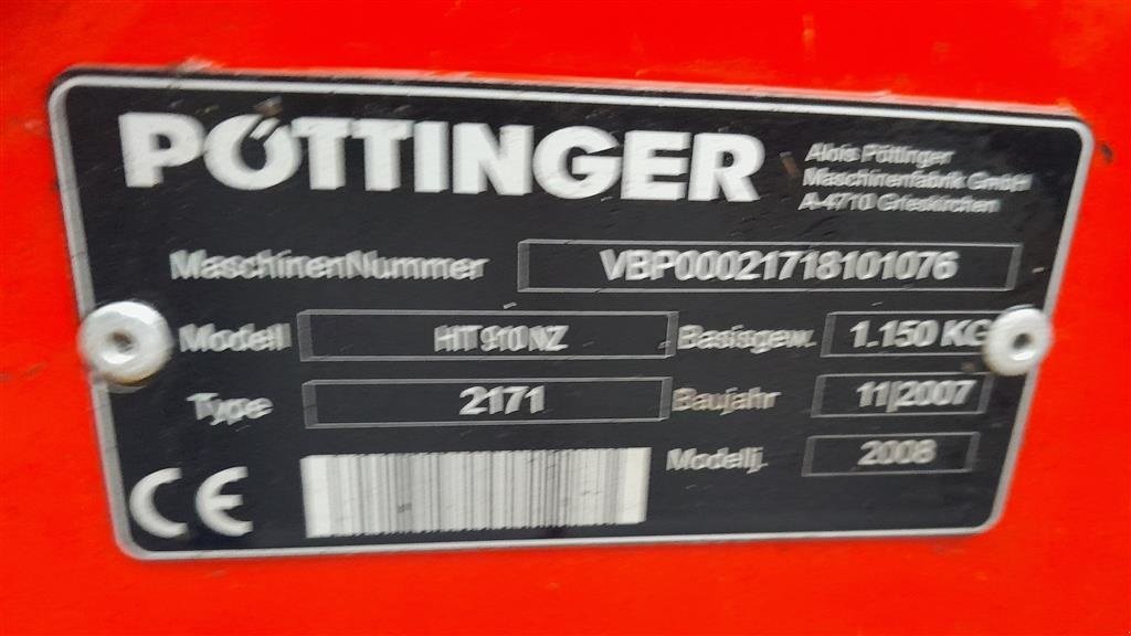Schwader typu Pöttinger HIT  910 NZ, Gebrauchtmaschine w Horsens (Zdjęcie 7)