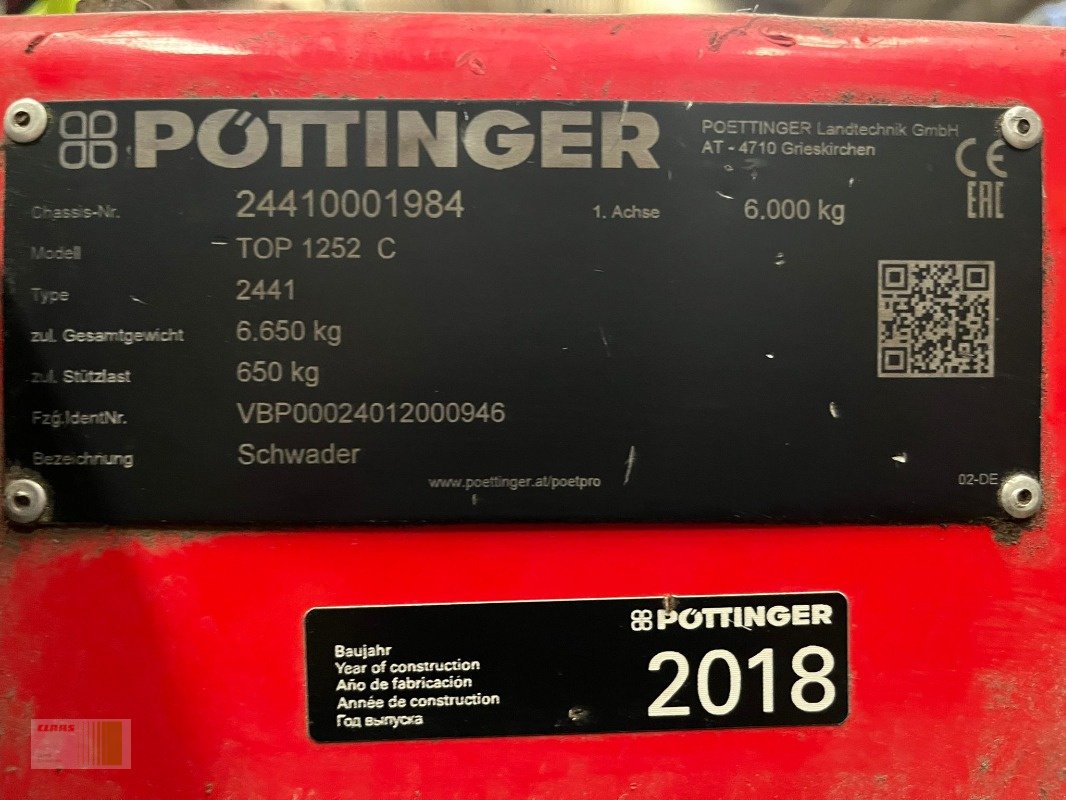 Schwader typu Pöttinger TOP 1252 C, Gebrauchtmaschine v Risum-Lindholm (Obrázek 3)