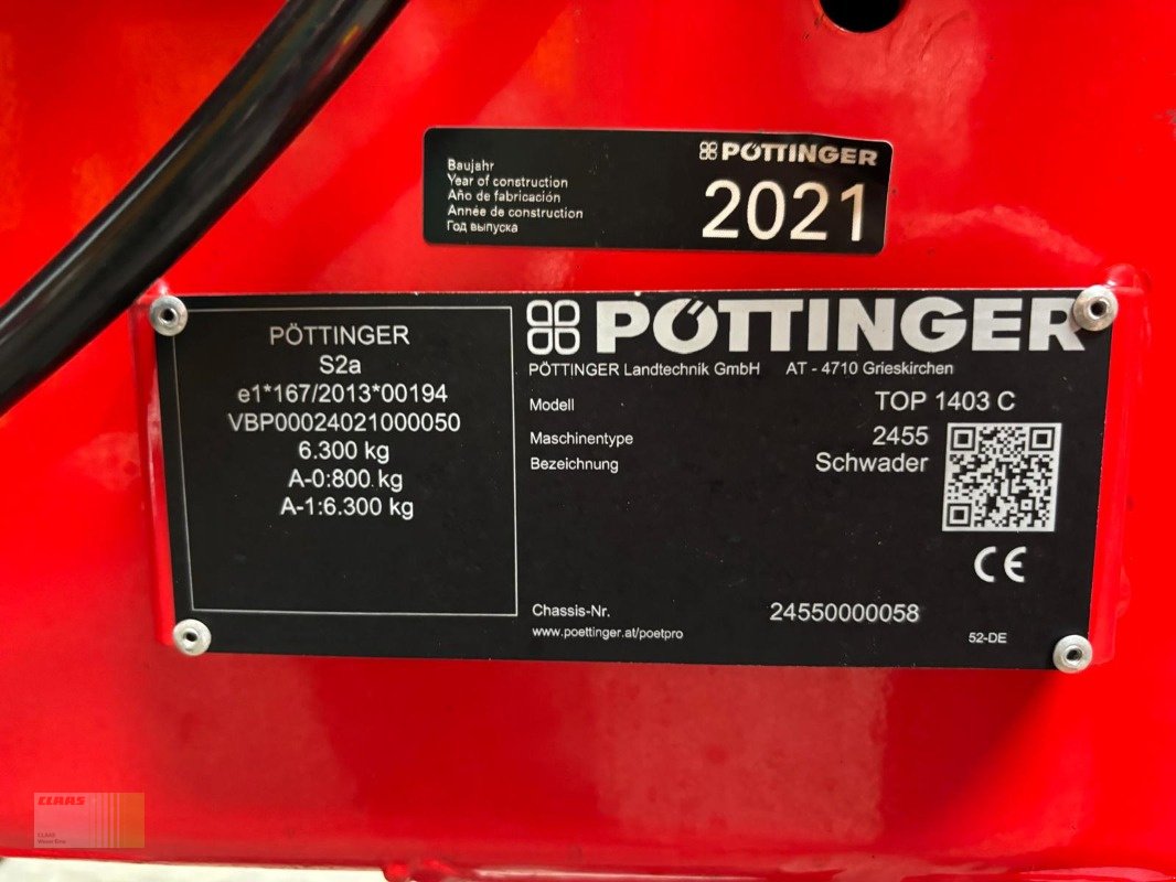 Schwader типа Pöttinger TOP 1403 C, Gebrauchtmaschine в Westerstede (Фотография 18)