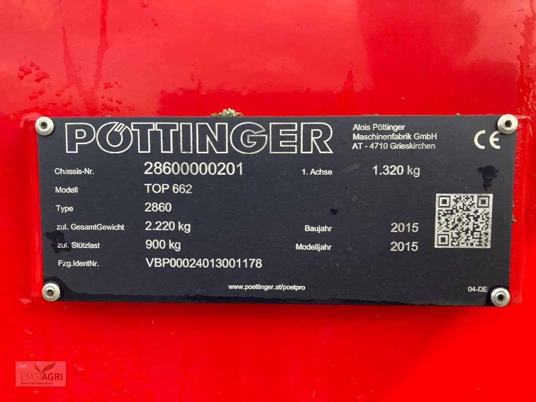 Schwader типа Pöttinger Top 662, Gebrauchtmaschine в Vöhringen (Фотография 3)