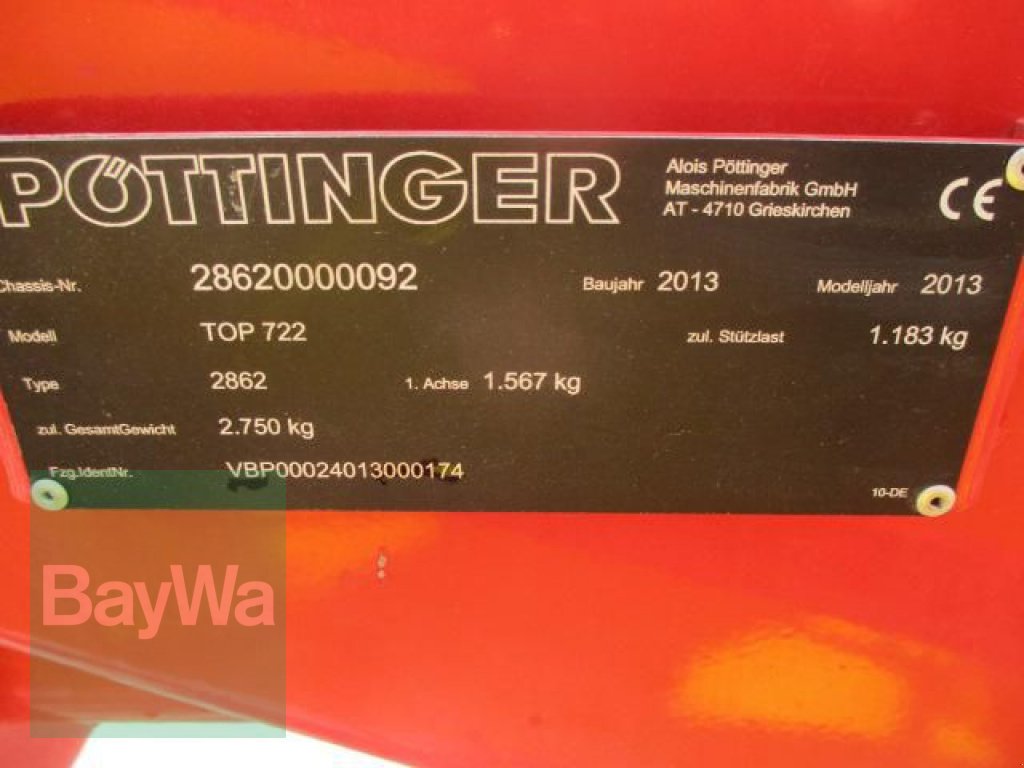 Schwader des Typs Pöttinger TOP 722   #415, Gebrauchtmaschine in Schönau b.Tuntenhausen (Bild 10)