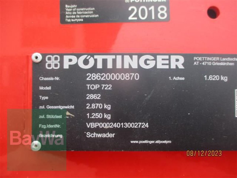 Schwader des Typs Pöttinger TOP 722   #541, Gebrauchtmaschine in Schönau b.Tuntenhausen (Bild 13)
