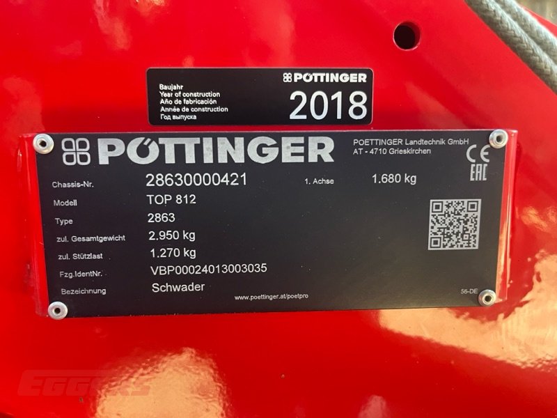 Schwader za tip Pöttinger TOP 812, Gebrauchtmaschine u Suhlendorf (Slika 6)