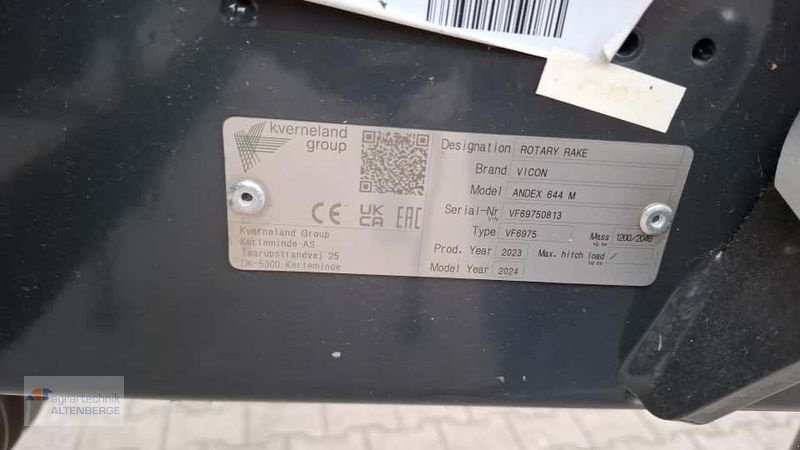 Schwader tipa Vicon Andex 644 M, Neumaschine u Altenberge (Slika 11)