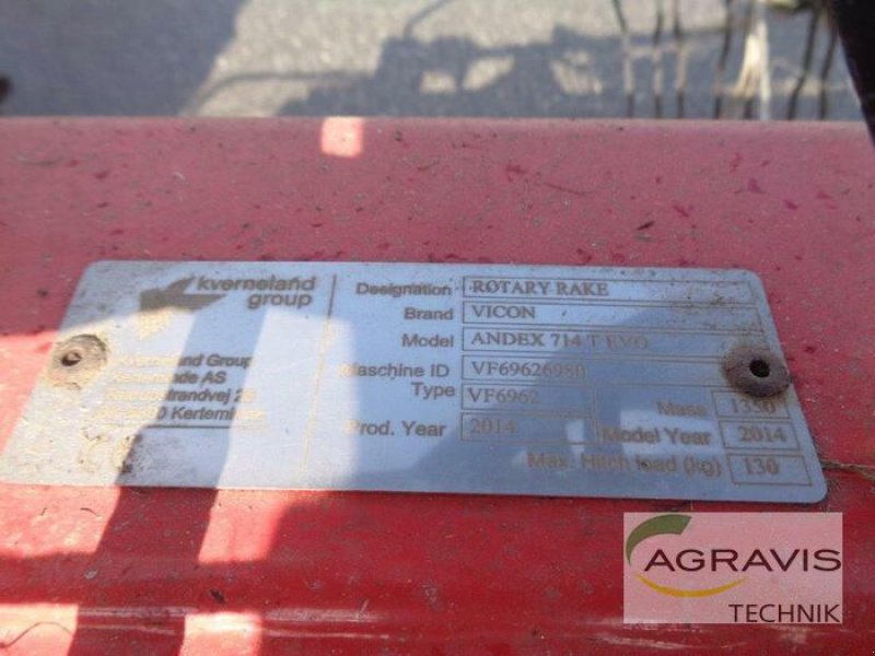 Schwader του τύπου Vicon ANDEX 714 T EVO, Gebrauchtmaschine σε Nartum (Φωτογραφία 7)