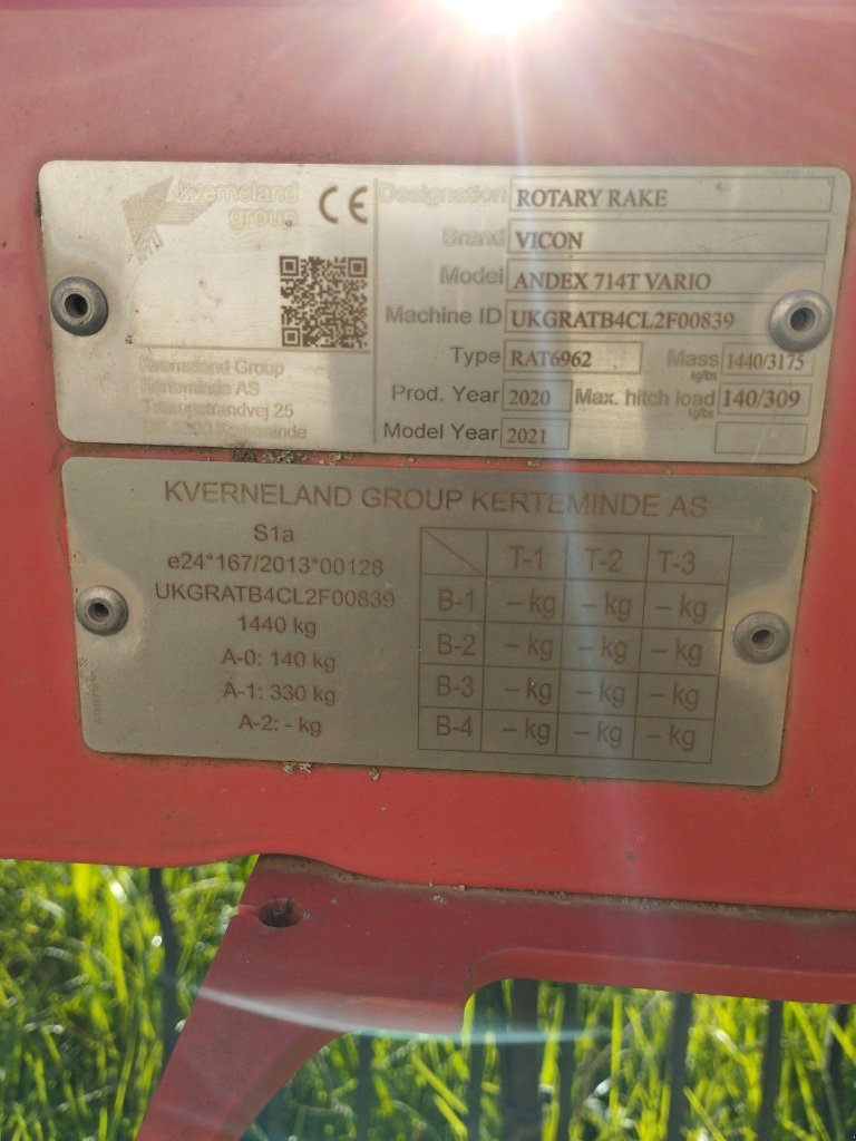 Schwader от тип Vicon ANDEX 714T VARIO, Gebrauchtmaschine в Calmont (Снимка 8)