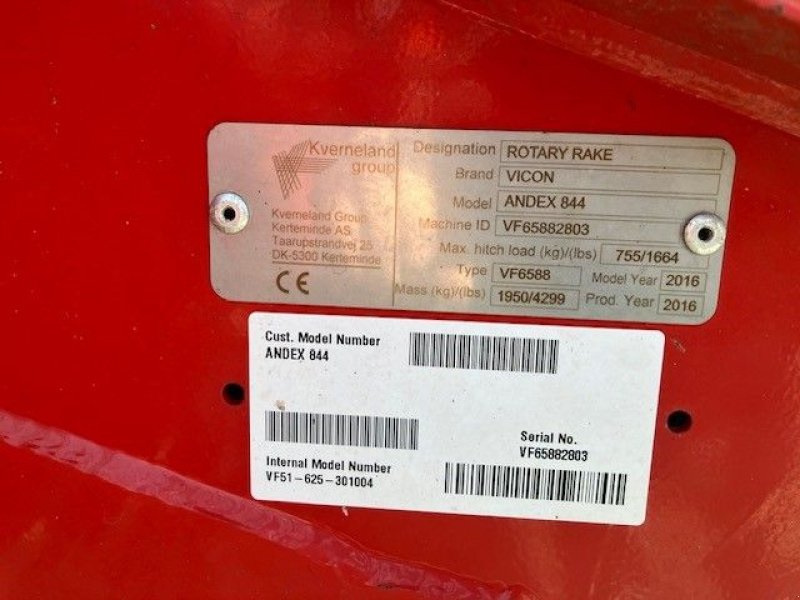 Schwader tipa Vicon Andex 844, Gebrauchtmaschine u Wierden (Slika 3)