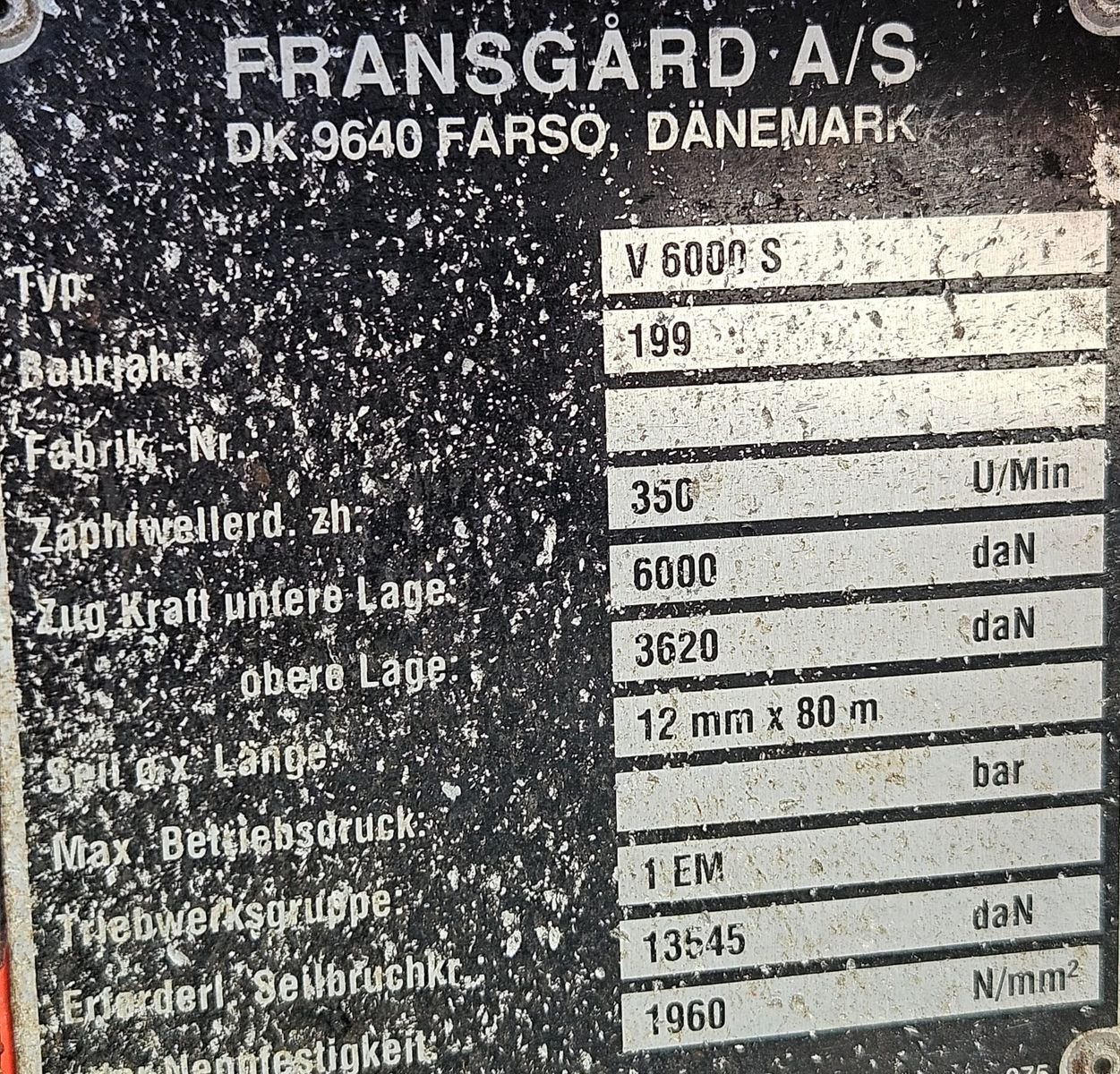 Seilwinde van het type Fransgard V600S, Gebrauchtmaschine in Bergheim (Foto 5)