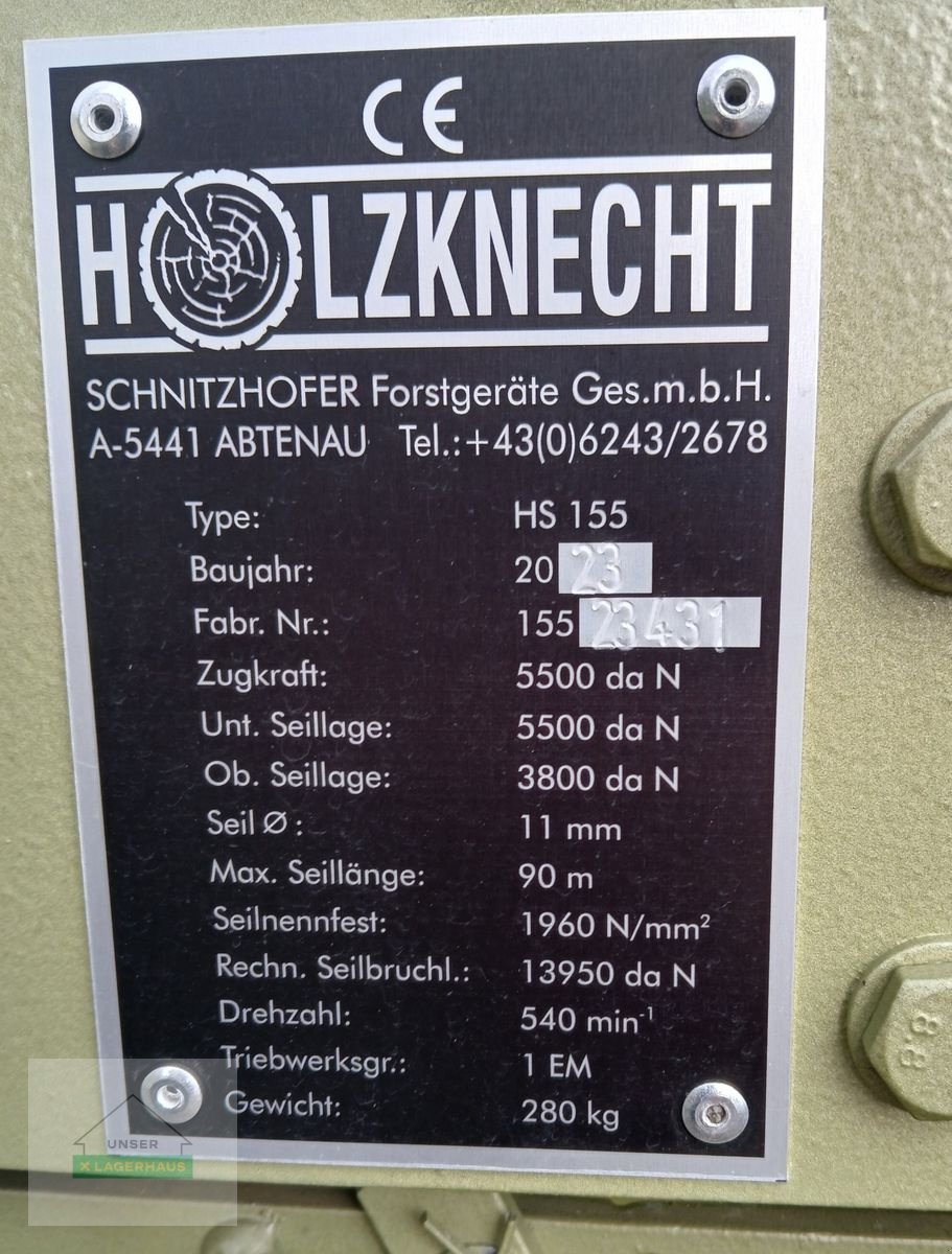 Seilwinde Türe ait Holzknecht HS 155, Neumaschine içinde Feldbach (resim 2)
