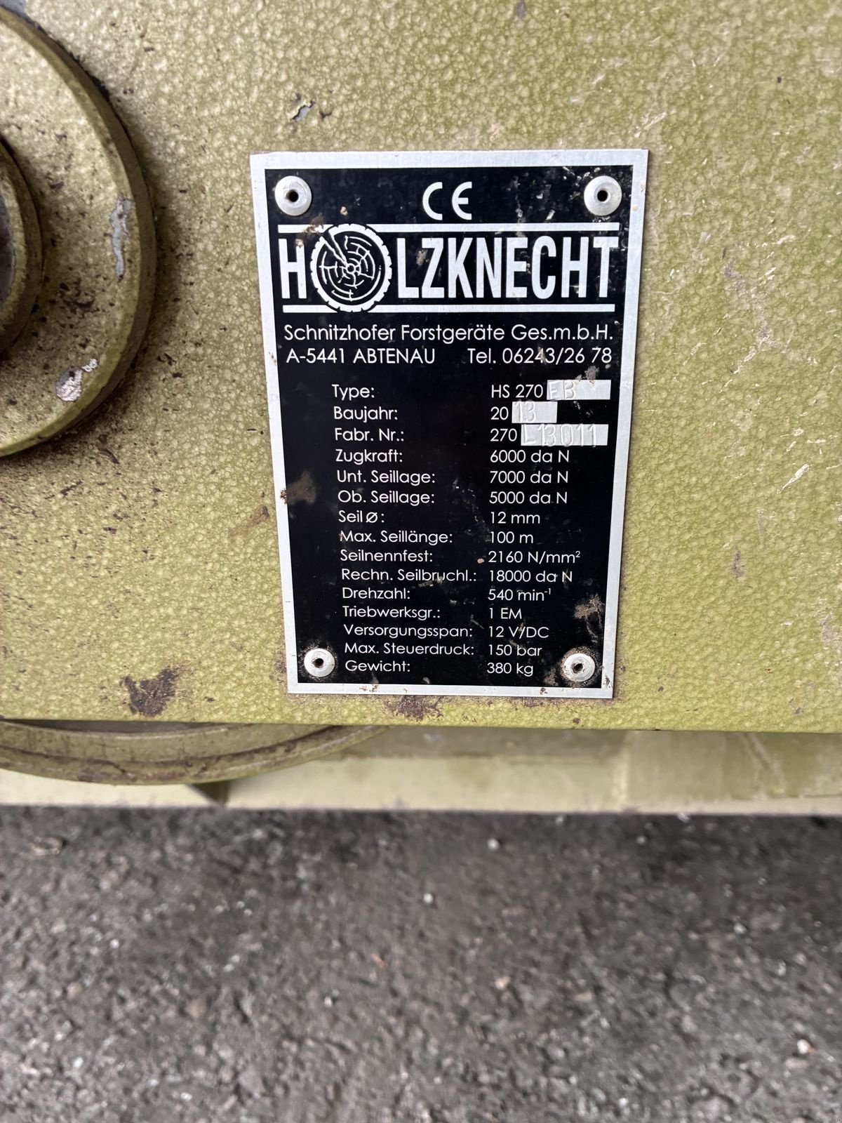 Seilwinde des Typs Holzknecht HS 270 UE, Gebrauchtmaschine in Bergheim (Bild 6)