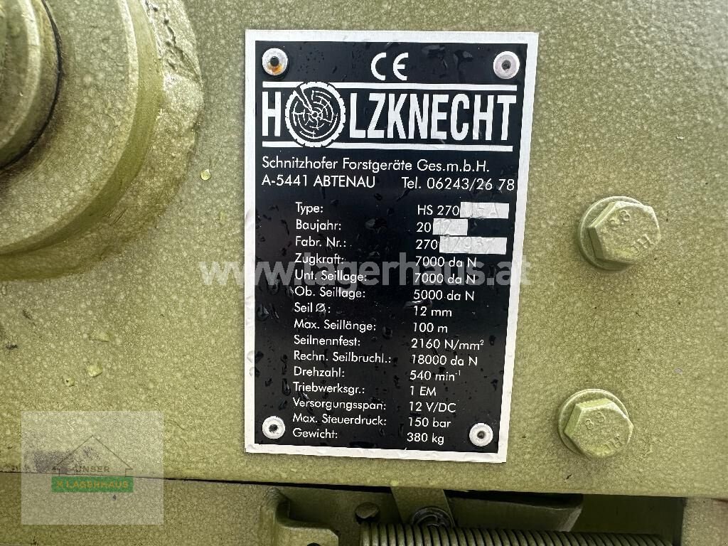 Seilwinde typu Holzknecht HS 270 UEA, Gebrauchtmaschine w Waidhofen a. d. Ybbs (Zdjęcie 6)