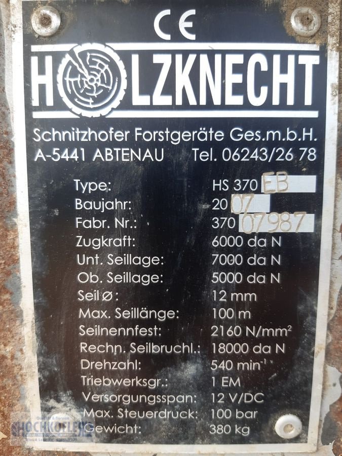 Seilwinde typu Holzknecht HS 370 EB - 7t hydr., Gebrauchtmaschine w Wies (Zdjęcie 5)