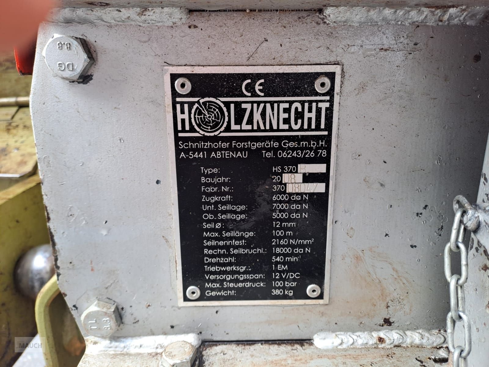 Seilwinde Türe ait Holzknecht HS 370 Getriebeseilwinde, Gebrauchtmaschine içinde Burgkirchen (resim 6)