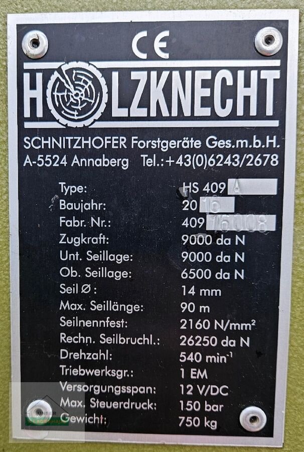 Seilwinde типа Holzknecht HS 409 A, Gebrauchtmaschine в St. Michael (Фотография 13)