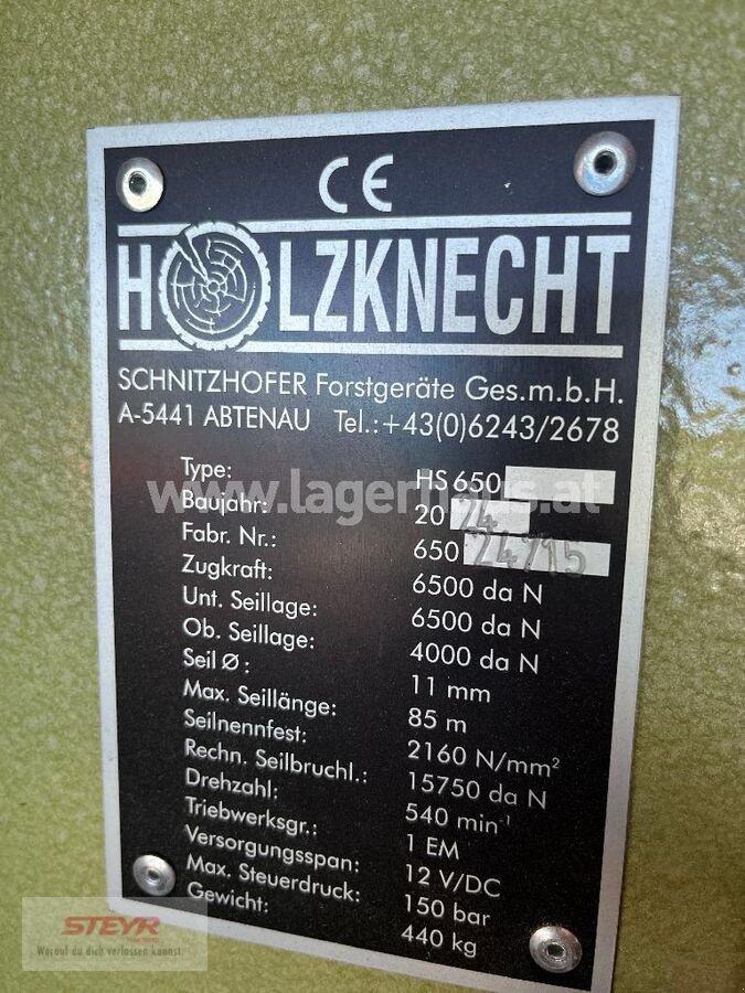 Seilwinde des Typs Holzknecht HS 650 LAGERMASCHINE, Gebrauchtmaschine in Kilb (Bild 2)