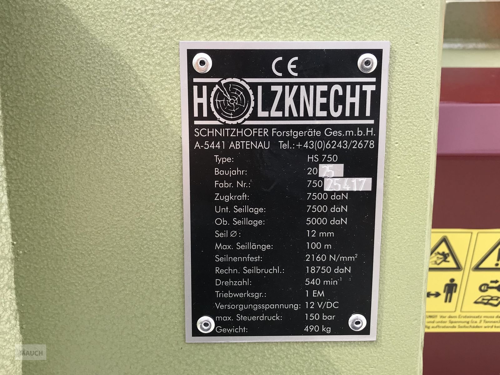 Seilwinde Türe ait Holzknecht HS 750, Neumaschine içinde Burgkirchen (resim 11)