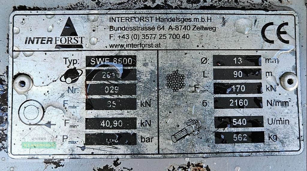 Seilwinde van het type Interforst SWE 8500, Gebrauchtmaschine in St. Michael (Foto 12)