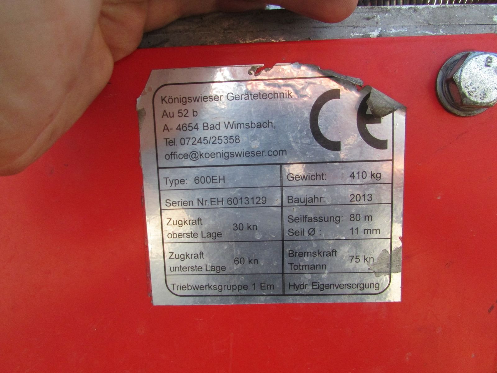 Seilwinde от тип Königswieser 600 EH, Gebrauchtmaschine в Saxen (Снимка 8)