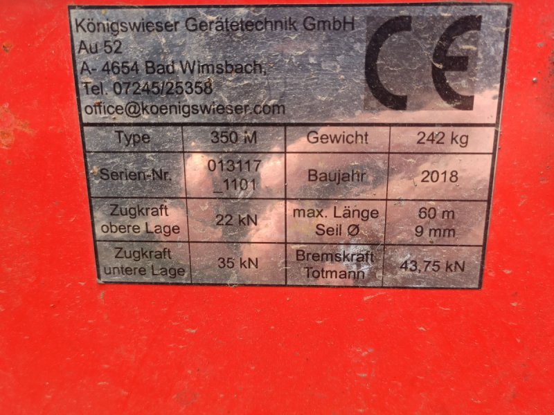 Seilwinde du type Königswieser KGD 350, Gebrauchtmaschine en Sankt Georgen am Reith (Photo 1)