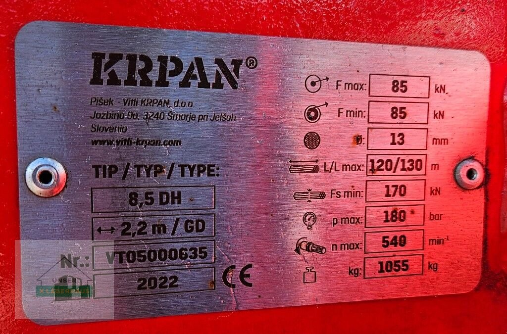 Seilwinde a típus Krpan 8,5 DH, Gebrauchtmaschine ekkor: St. Michael (Kép 7)