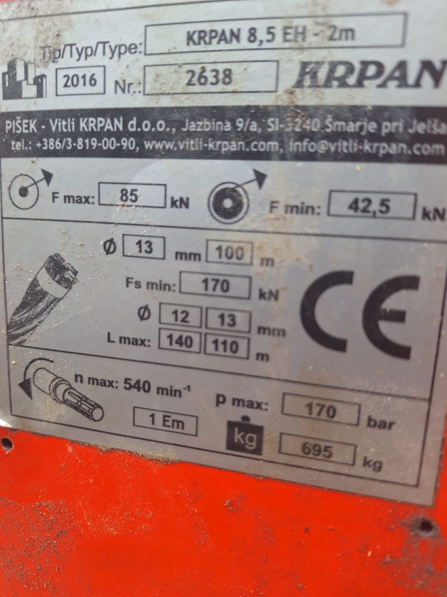 Seilwinde от тип Krpan Seilwinde 8,5EH 2m, PRIVATVERKAUF, Gebrauchtmaschine в Tamsweg (Снимка 2)