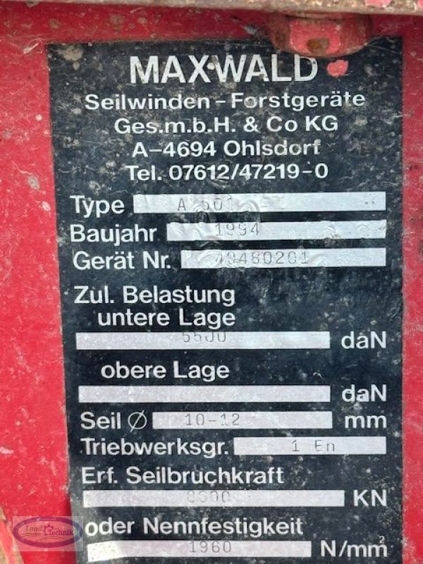 Seilwinde des Typs Maxwald 5,5 to, Gebrauchtmaschine in Münzkirchen (Bild 10)