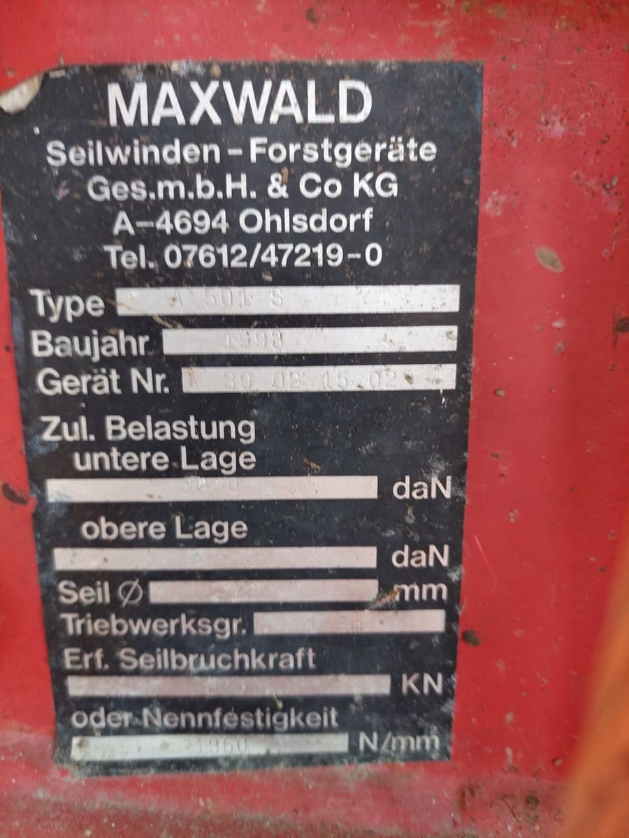 Seilwinde Türe ait Maxwald 501S, Gebrauchtmaschine içinde Bergheim (resim 7)