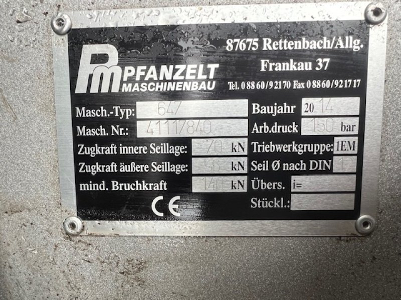 Seilwinde typu Pfanzelt 647 Profi Eco, Gebrauchtmaschine w Heimenkirch (Zdjęcie 3)
