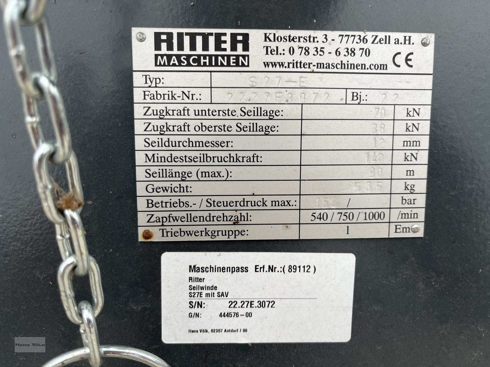 Seilwinde tip Ritter S27 mit SAV, Neumaschine in Tettenweis / Karpfham (Poză 8)