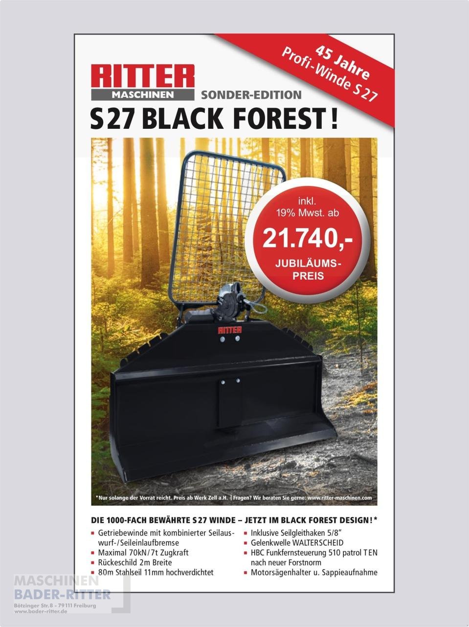 Seilwinde του τύπου Ritter S27E blackedition 45 Jahre S27, Neumaschine σε Freiburg (Φωτογραφία 8)