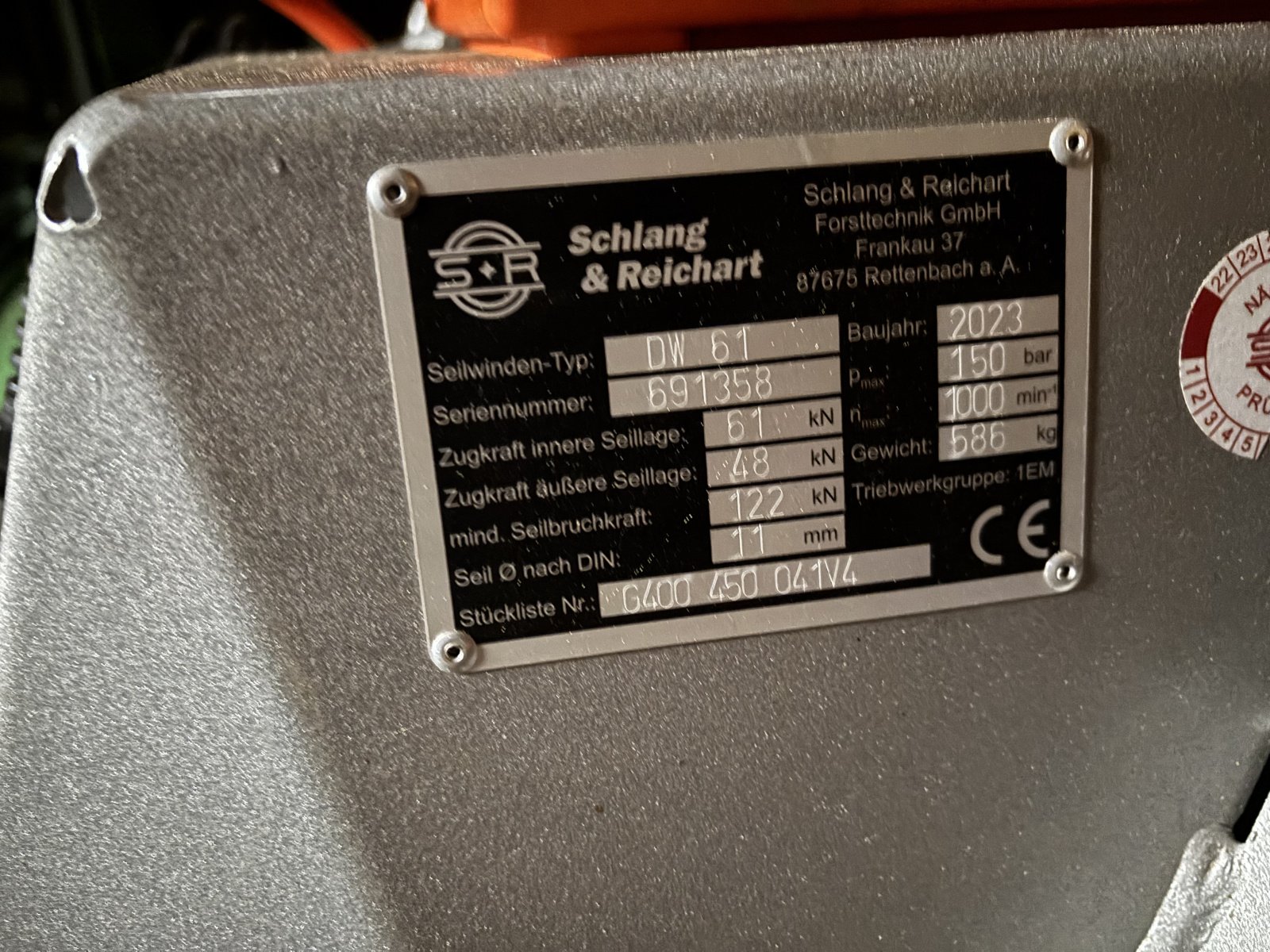 Seilwinde Türe ait Schlang & Reichart DW 61 Alpin, Neumaschine içinde Karlsruhe (resim 4)