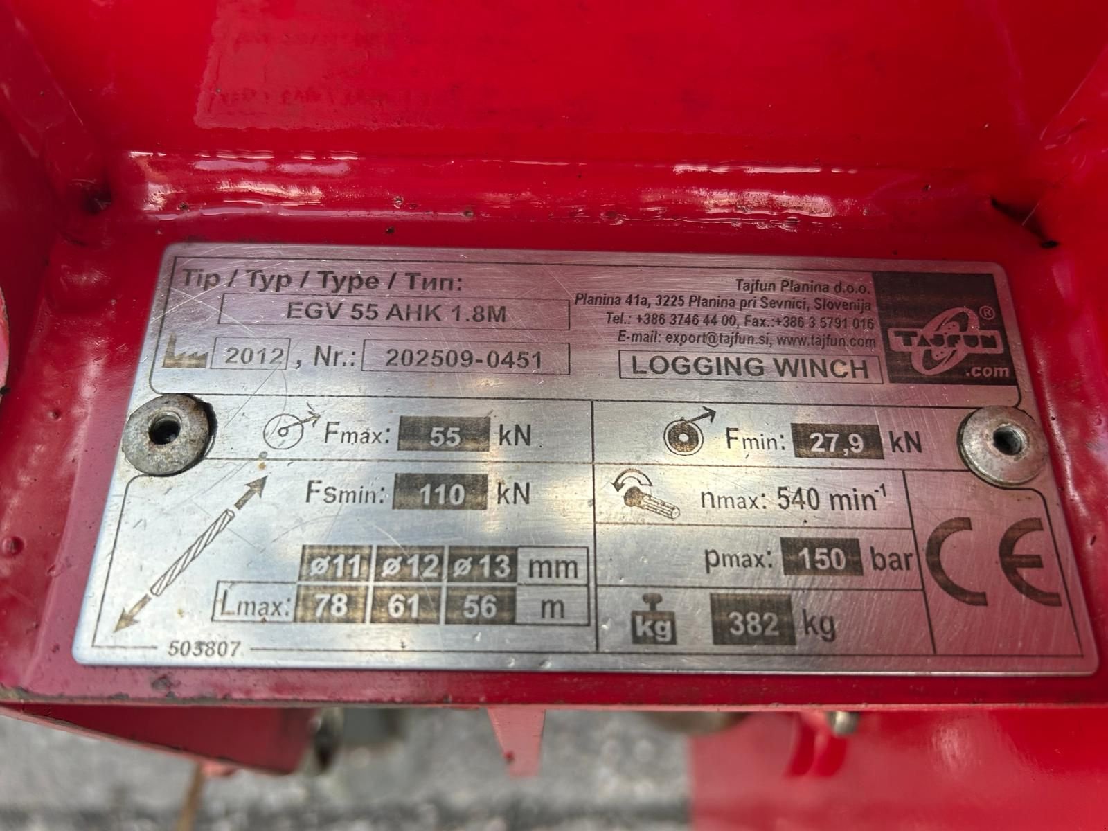 Seilwinde Türe ait Tajfun EGV 55 1,8m, Gebrauchtmaschine içinde Kirchdorf (resim 15)