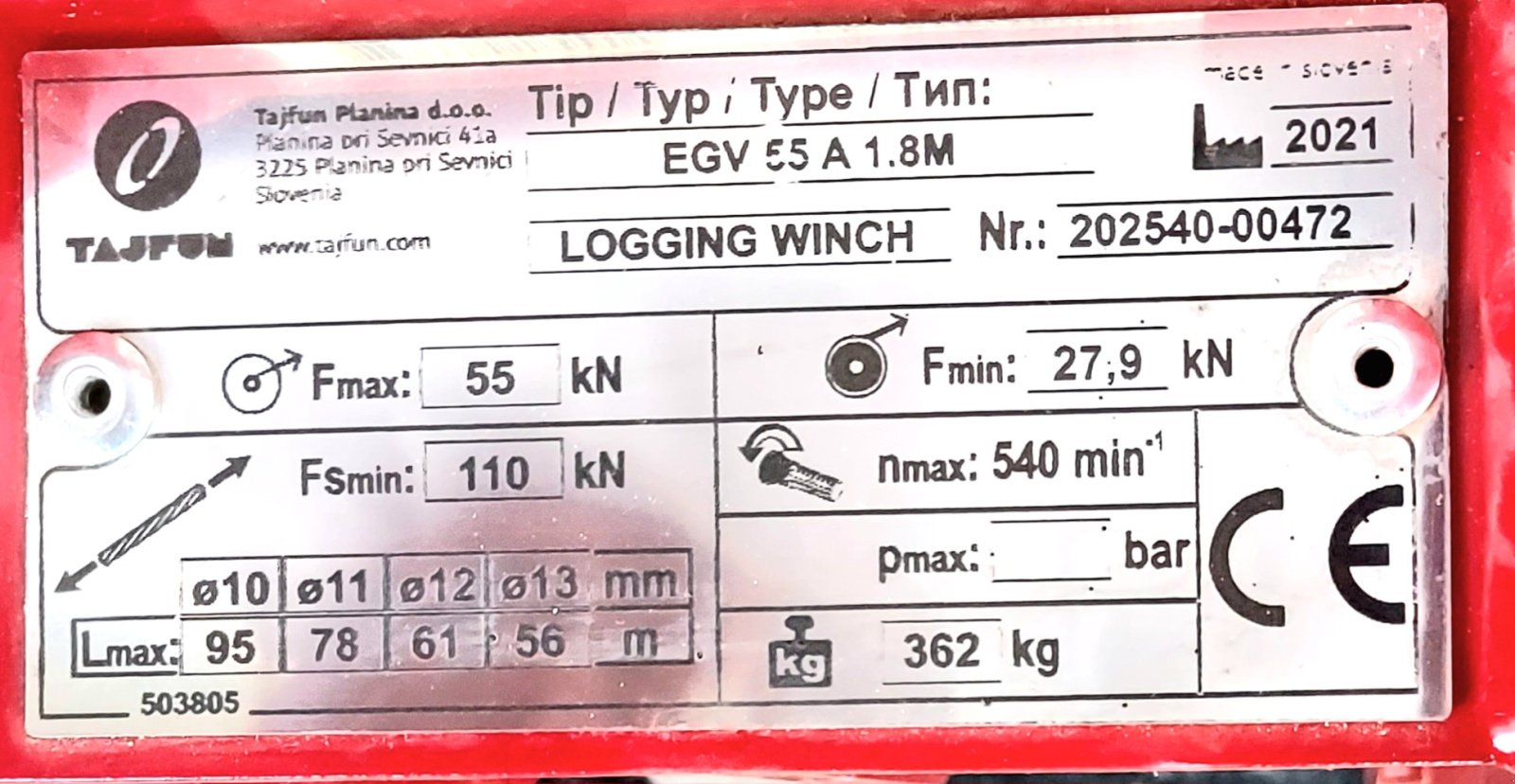 Seilwinde tip Tajfun EGV 55 A, Gebrauchtmaschine in Abtsgmünd (Poză 6)