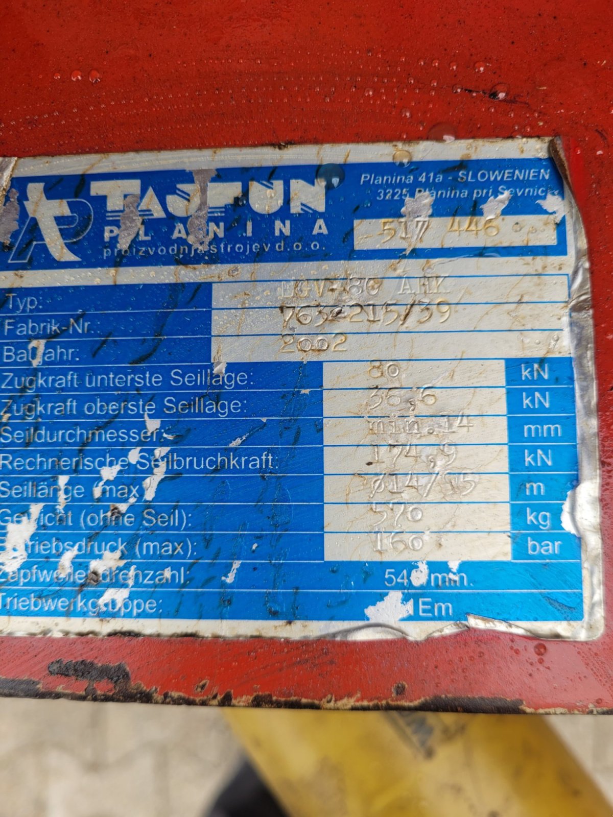 Seilwinde типа Tajfun EGV 80 AHK, Gebrauchtmaschine в Teisendorf (Фотография 3)