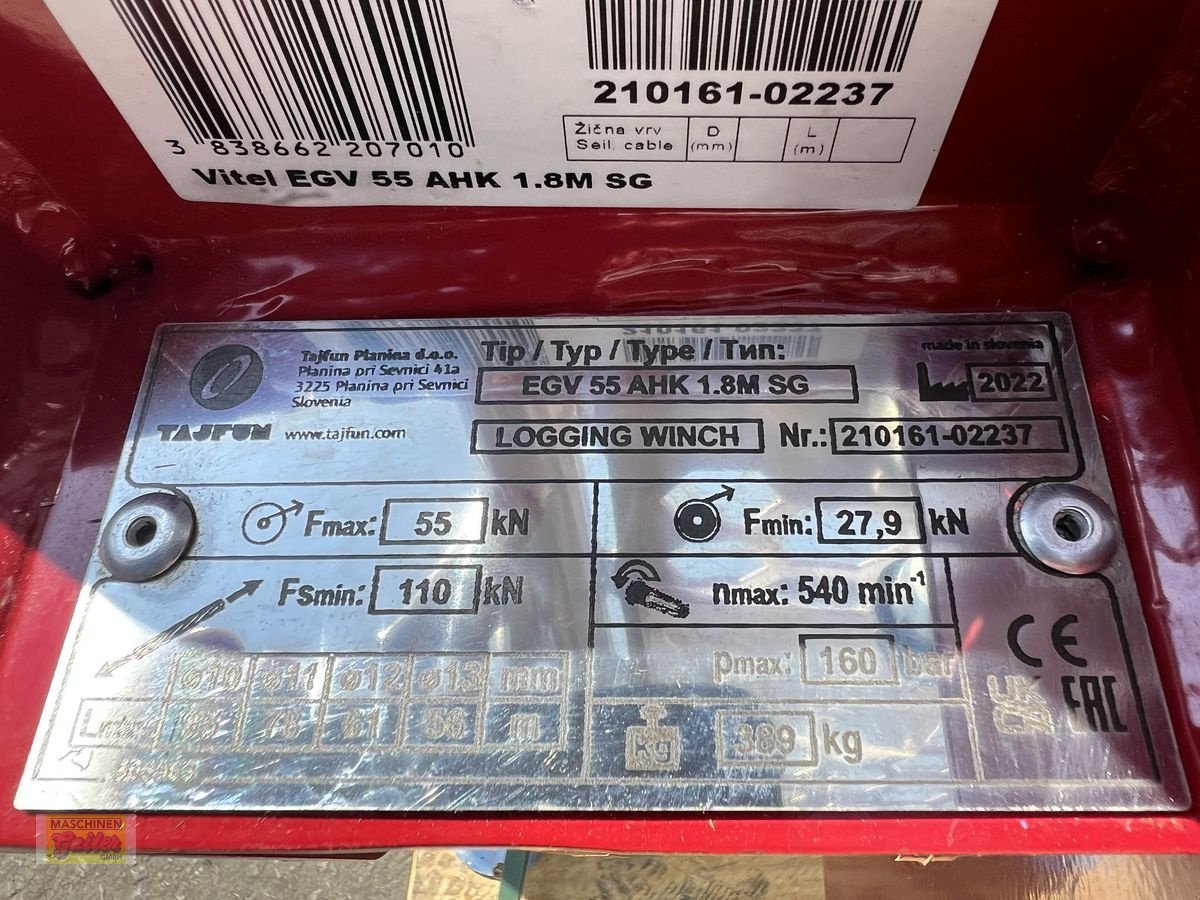 Seilwinde a típus Tajfun EGV55 AHK SG mit Schildbreite 180 cm, Neumaschine ekkor: Kötschach (Kép 4)