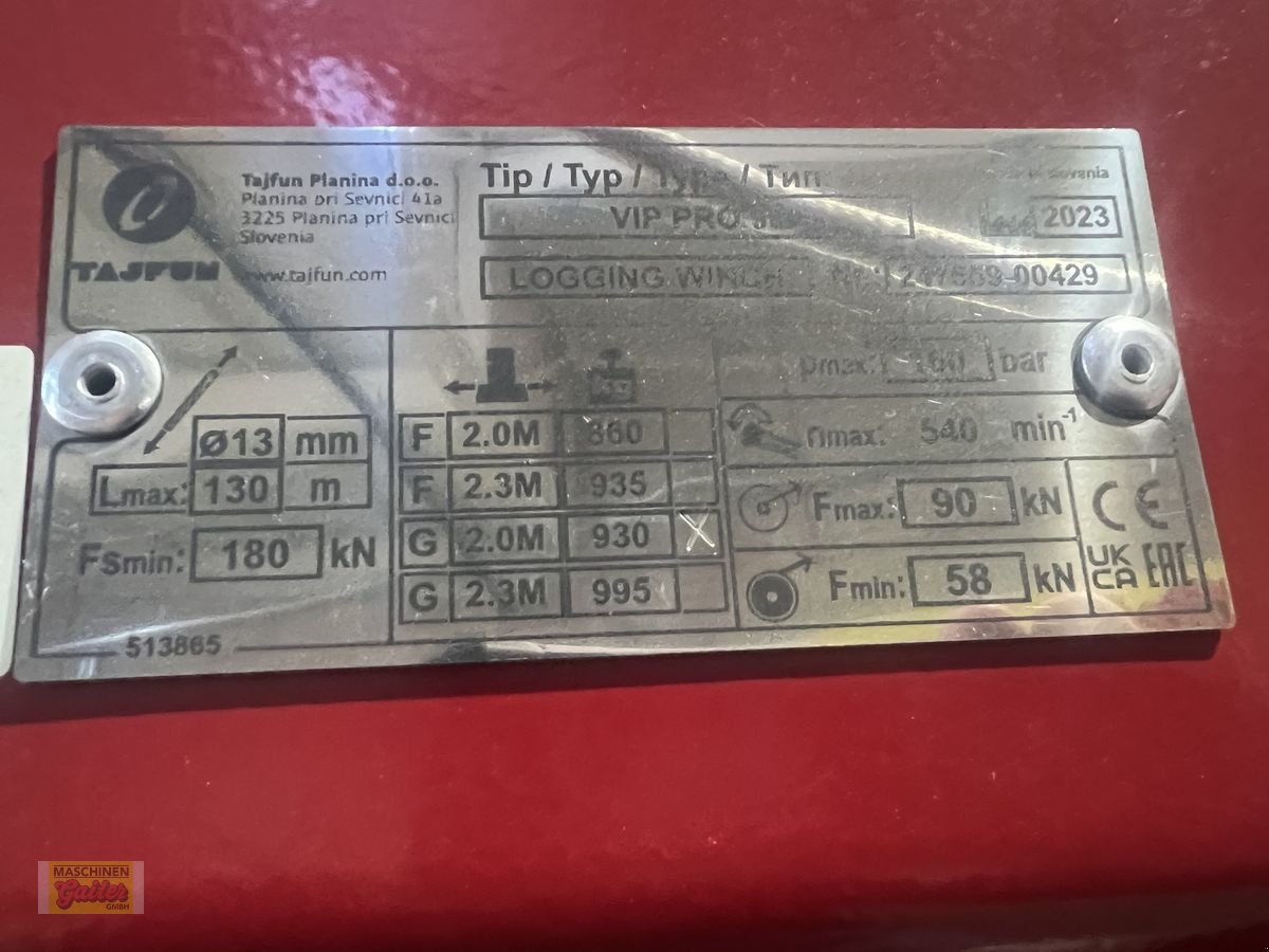 Seilwinde a típus Tajfun VIP PRO 90 G2.0M Getriebeseilwinde, Neumaschine ekkor: Kötschach (Kép 9)