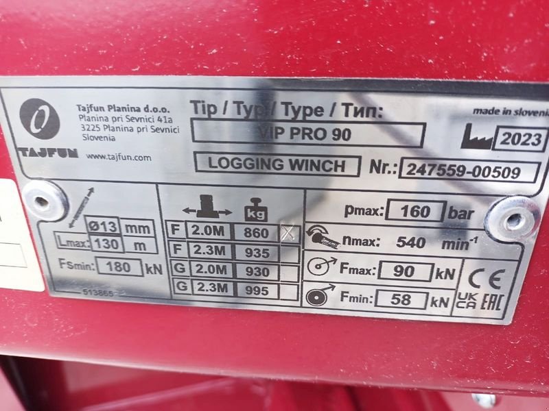 Seilwinde a típus Tajfun VIP PRO 90 Seilwinde, Neumaschine ekkor: St. Marienkirchen (Kép 8)