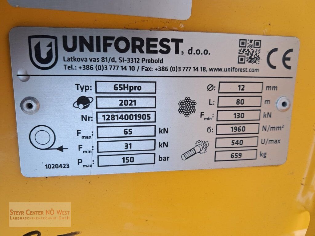 Seilwinde des Typs Uniforest Seilwinde 65H pro, Gebrauchtmaschine in Purgstall (Bild 7)