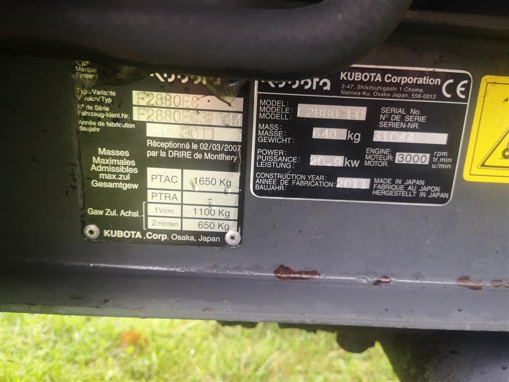 Sitzrasenmäher typu Kubota F2880, Gebrauchtmaschine v Glamsbjerg (Obrázek 11)