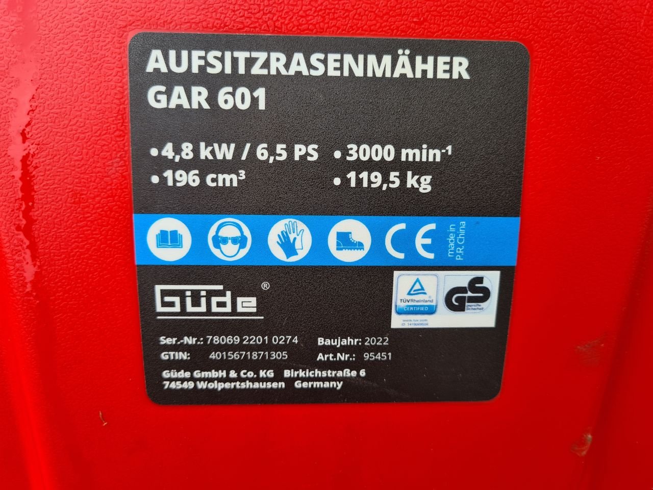 Sitzrasenmäher typu Sonstige Gude GAR 601, Gebrauchtmaschine v Lierop (Obrázek 8)