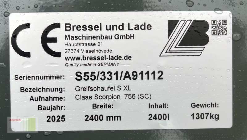 Sonstige Bagger & Lader типа Bressel & Lade S55 Greifschaufel S XL, 2.400 mm, Gebrauchtmaschine в Risum-Lindholm (Фотография 5)