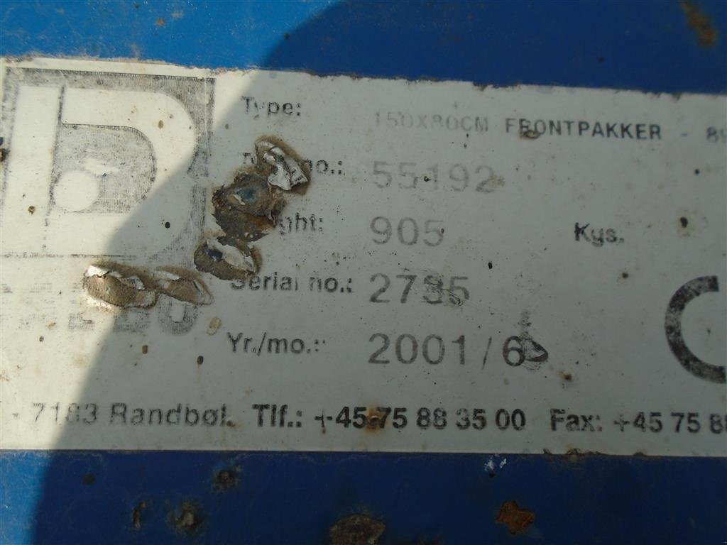 Sonstige Bodenbearbeitungsgeräte a típus Dalbo Frontpakker 150x80CM, Gebrauchtmaschine ekkor: Viborg (Kép 6)