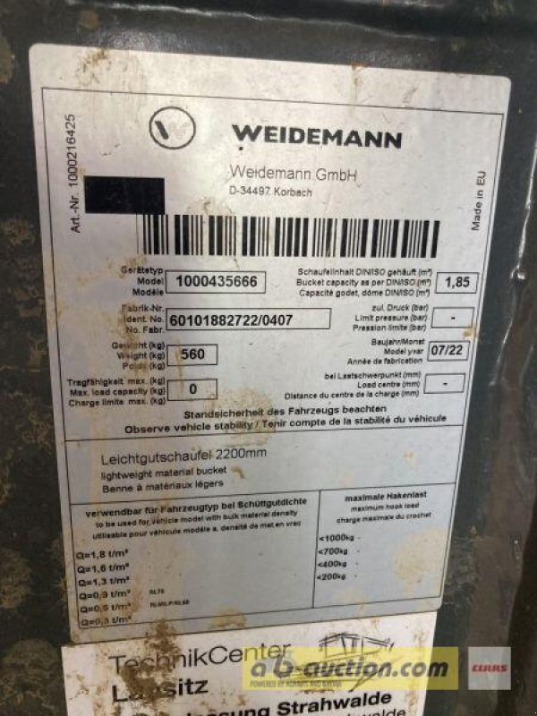 Sonstige Bodenbearbeitungsgeräte des Typs Weidemann  VORS. LEICHTGUTSCHAUFEL 2200MM, Gebrauchtmaschine in Grimma (Bild 3)