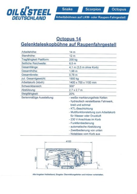 Sonstige Bühnen типа Oil & Steel OCTOPUSSY 14, Gebrauchtmaschine в Obrigheim (Фотография 9)