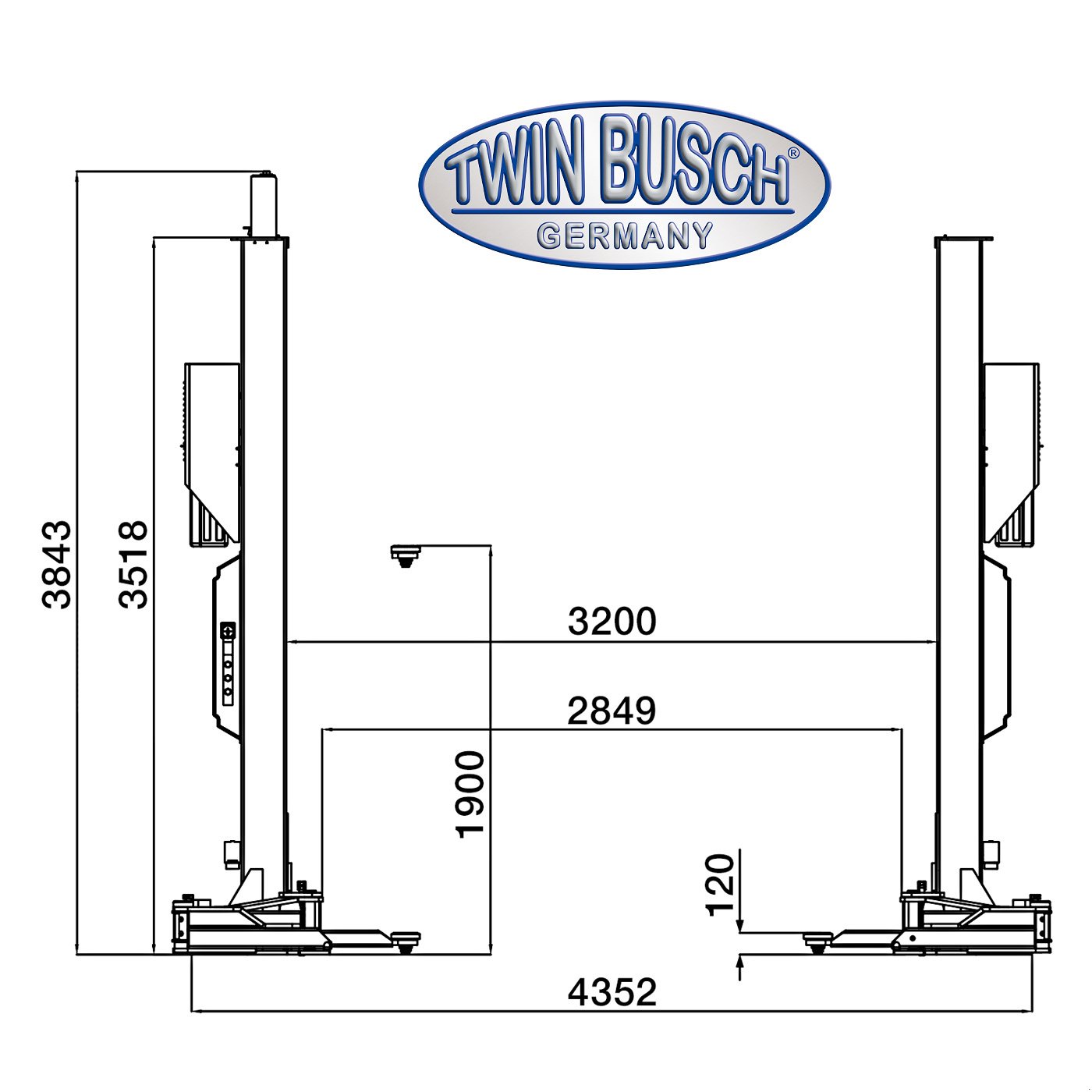 Sonstige Bühnen of the type Twin Busch 2 Säulen Hebebühne TW280 8.0t – barrierefrei – HEAVY LINE, Neumaschine in mixnitz (Picture 12)