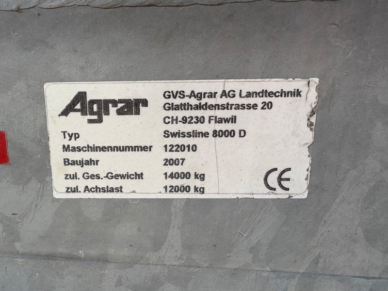 Sonstige Düngung & Pflanzenschutztechnik a típus Agrar Schneider Swissline 8000D, Gebrauchtmaschine ekkor: Balterswil (Kép 8)