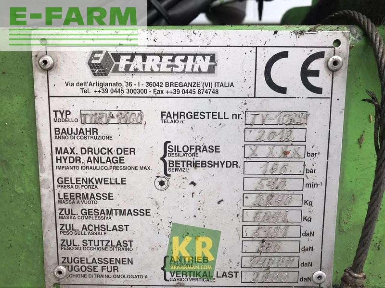 Sonstige Fütterungstechnik des Typs Faresin tmrv-1100 voermengwagen #25870, Gebrauchtmaschine in STEENBERGEN (Bild 15)