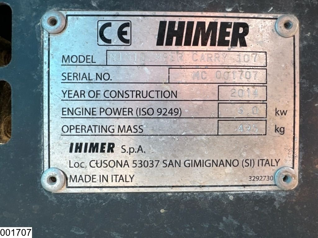 Sonstige Gartentechnik & Kommunaltechnik типа Sonstige Ihimer Carry 107 Honda 6 kW, Minidumper, Gebrauchtmaschine в Ede (Фотография 8)